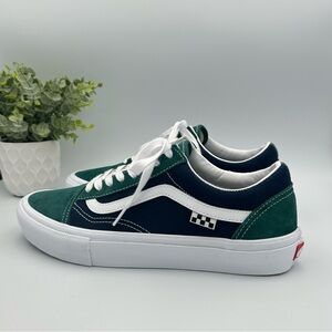 Vans Men’s Old Skool Sneakers Blue Green Canvas Suede Low Top Shoes Size 9